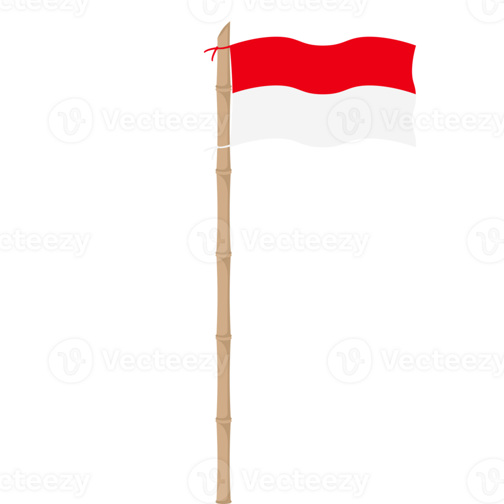 the red and white flag flutters on a bamboo pole png