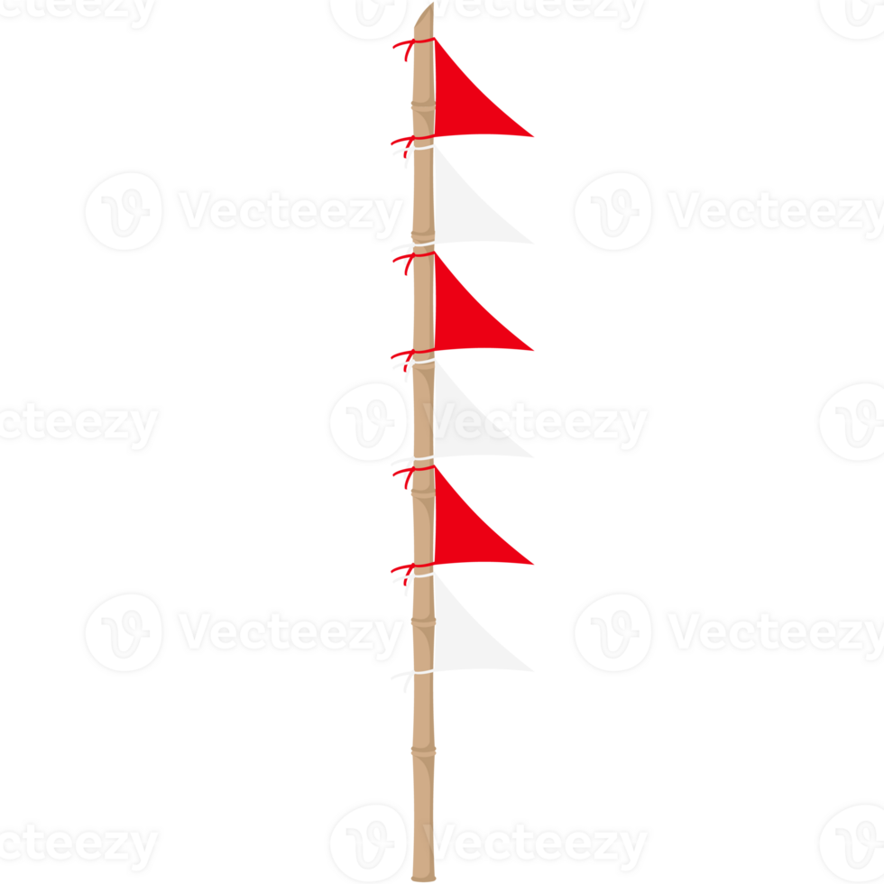 a vermelho e branco bandeira vibra em uma bambu pólo png