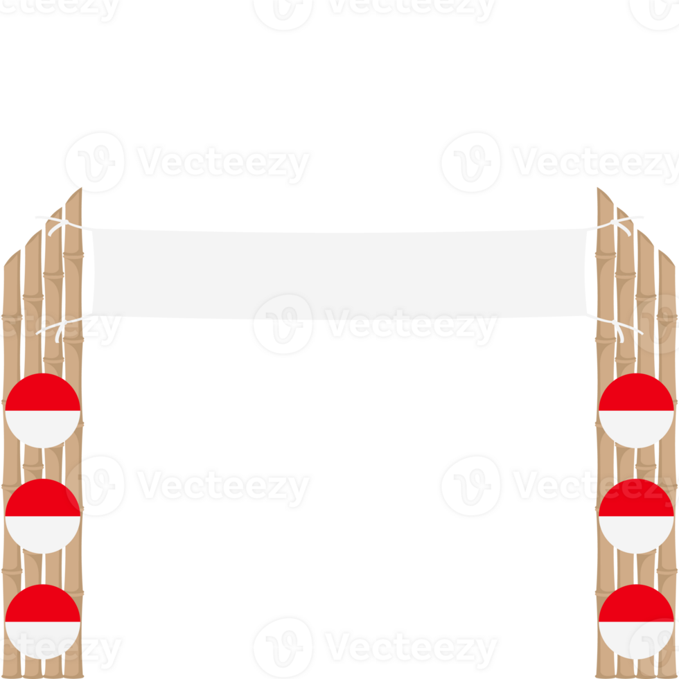 the bamboo gate is decorated with fluttering red and white flag ornaments png