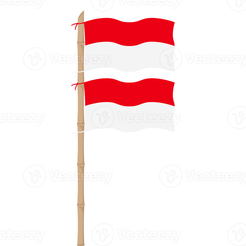 the red and white flag flutters on a bamboo pole png