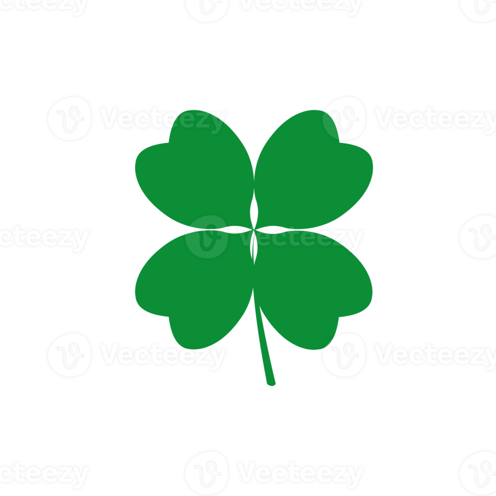St. Patrick's Day lucky clover green leaf vector flat style illustration isolated on white background png