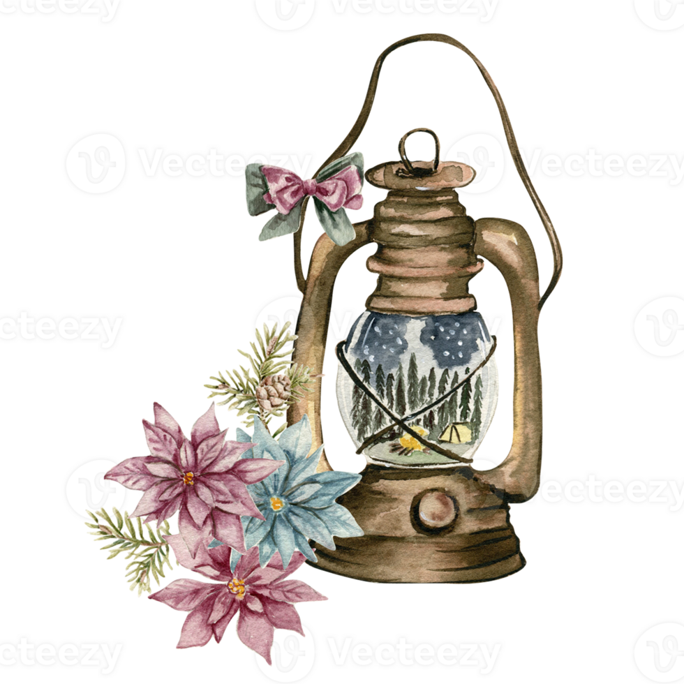 Lamp with forest composition inside. png