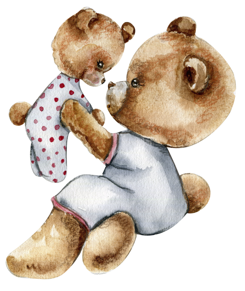 Urso de pelúcia Urso bebê e dentro pijama com mãe. png