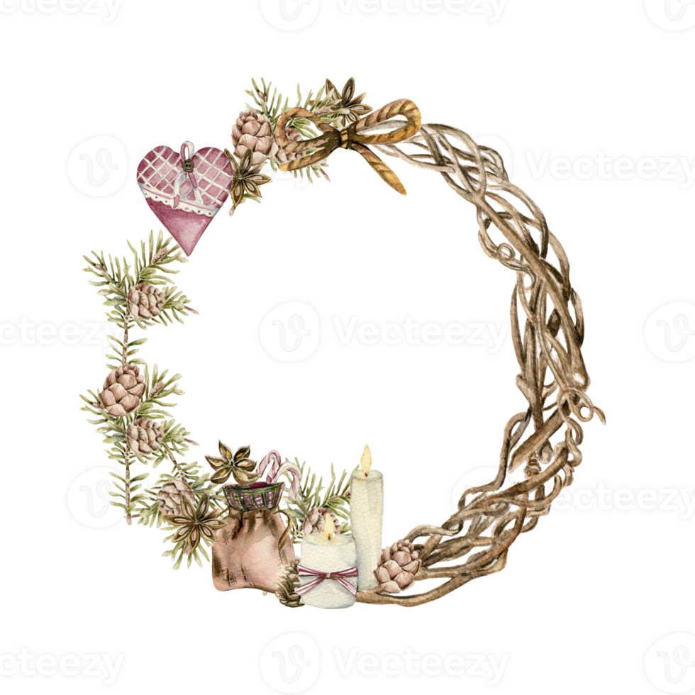 Winter wreath with dry branches png