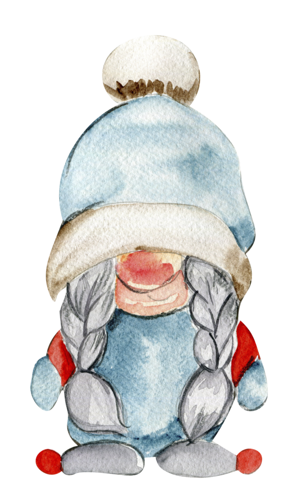 Watercolor scandinavian Christmas gnome. Christmas decoration and characters. png