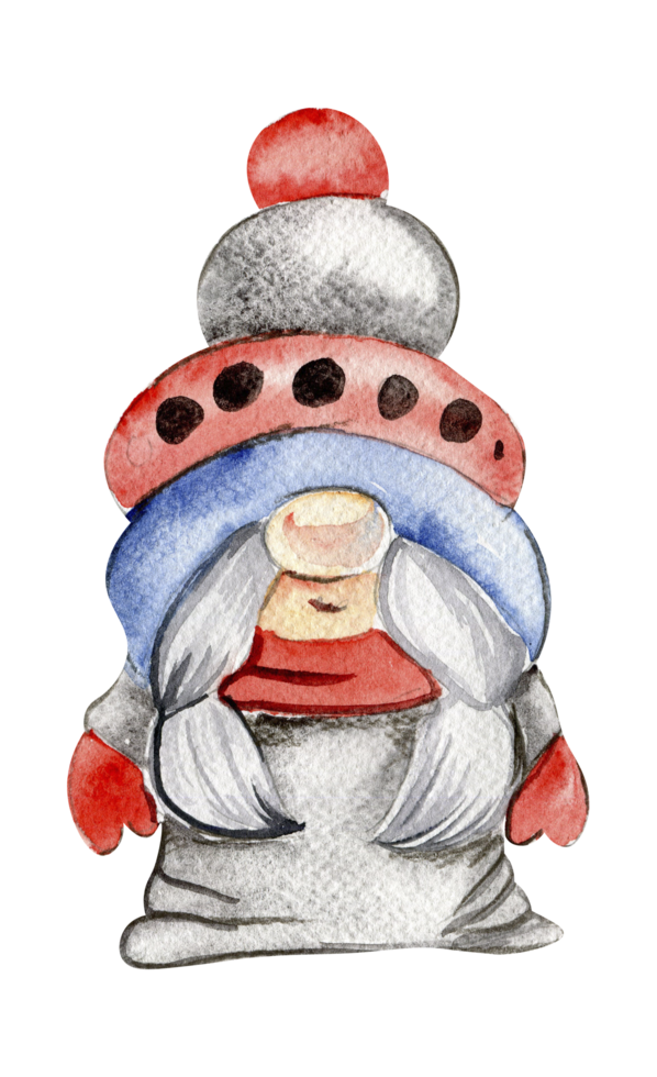 Watercolor scandinavian Christmas gnome. Christmas decoration and characters. png