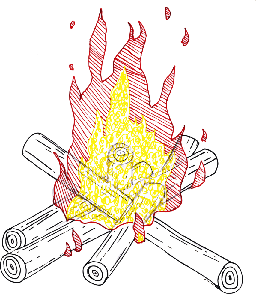 bonfire sketch line art style png