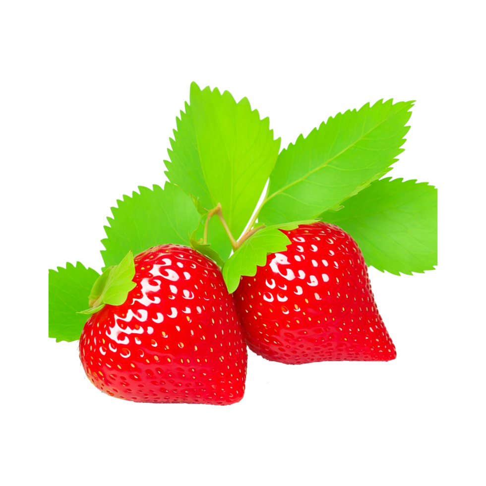 Strawberry with leaves png generative ai