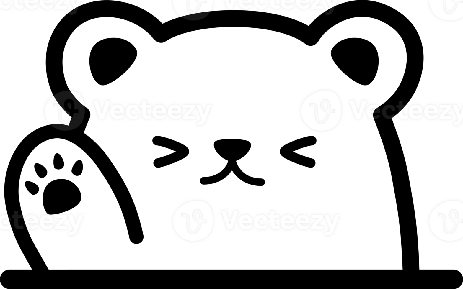 greeting white teddy bear flat style cartoon doodle element png