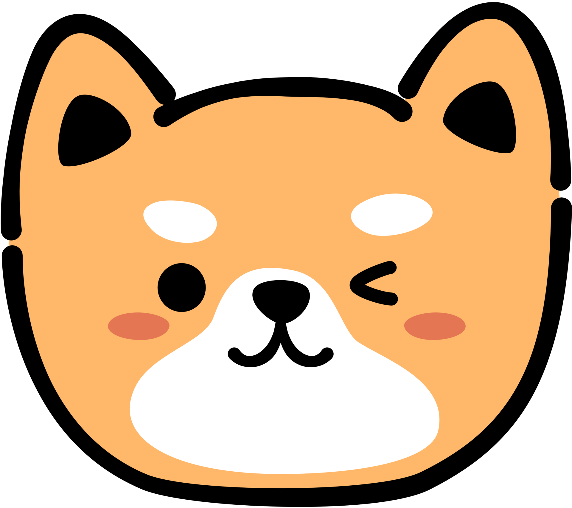 winking eye shiba inu dog face flat style cartoon doodle element ...