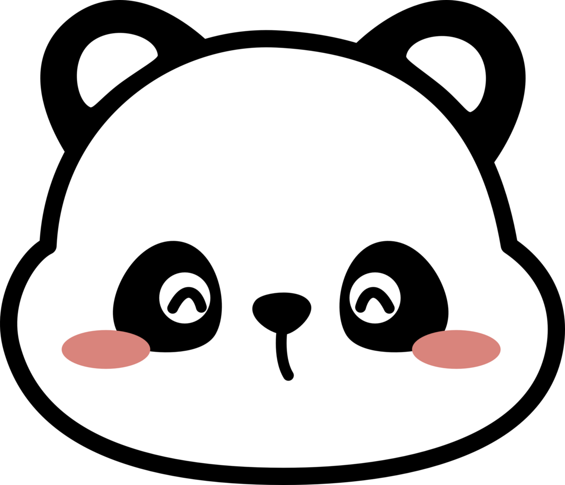 smile panda bear face expression flat style doodle cartoon element png