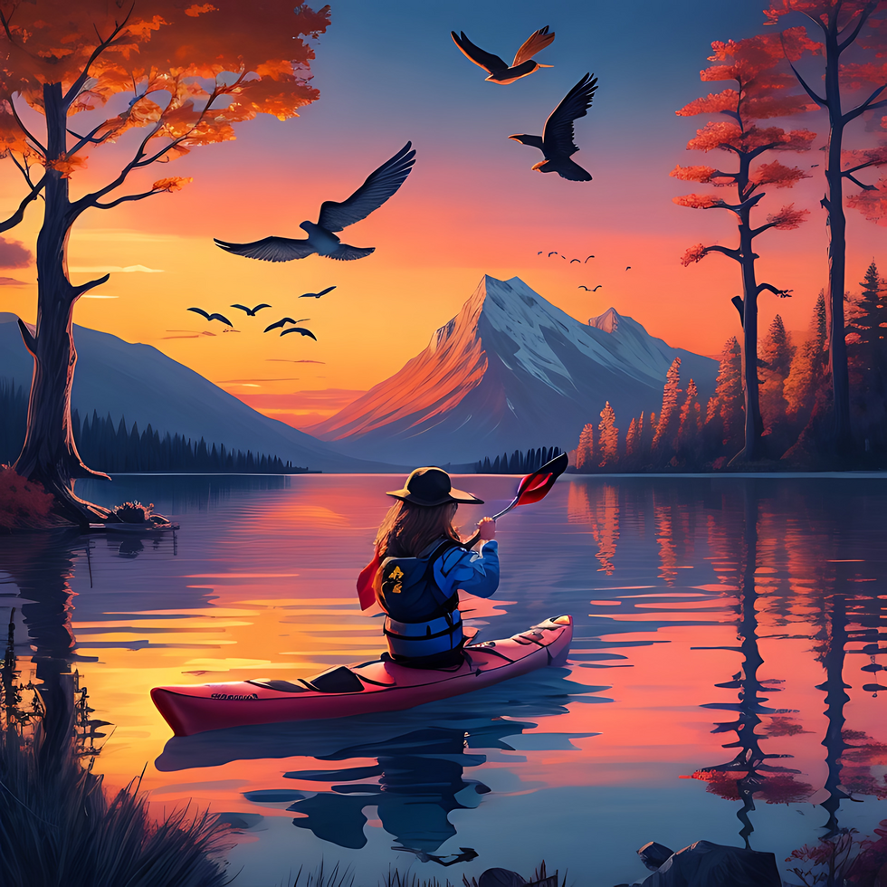 Kayaking on a Lake png