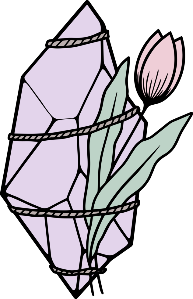 Magical crystal with flowers png