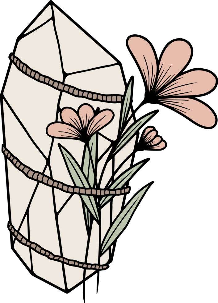 Magical crystal with flowers png