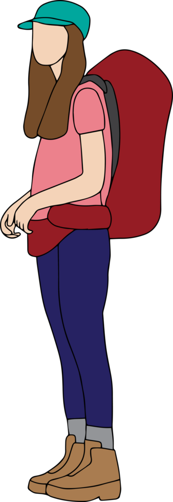 woman with luggage to travel. png