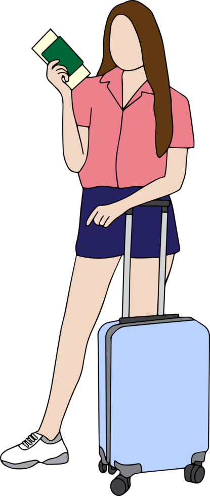 femme avec bagage à Voyage. png