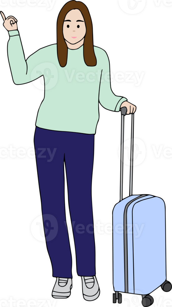 femme avec bagage à Voyage. png