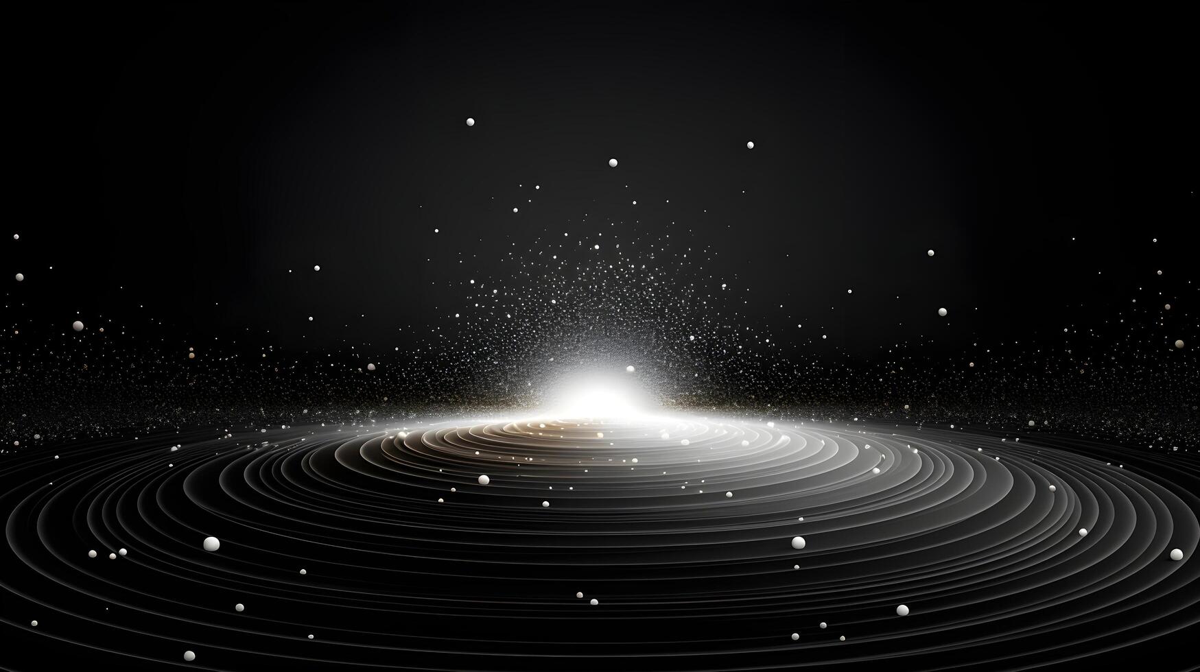 a black and white image of a spiral with stars. photo