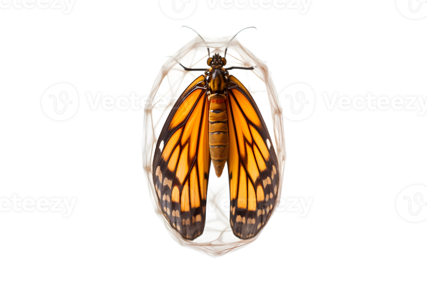 Butterfly cocoon hanging isolated on a transparent background png