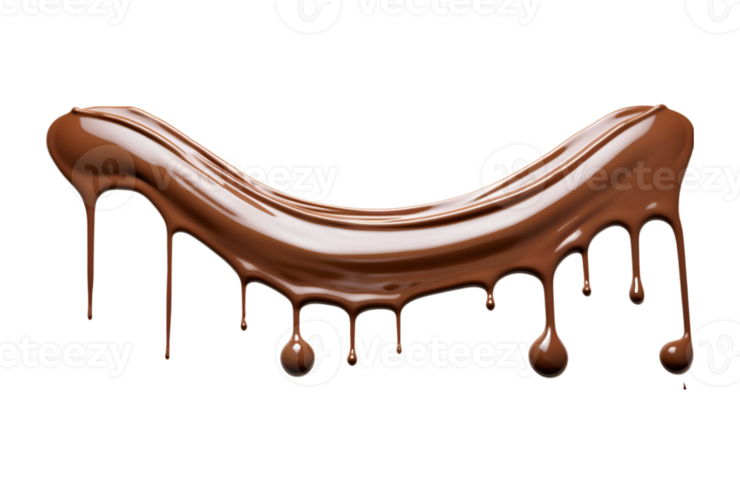 Melted chocolate dripping isolated on a transparent background png