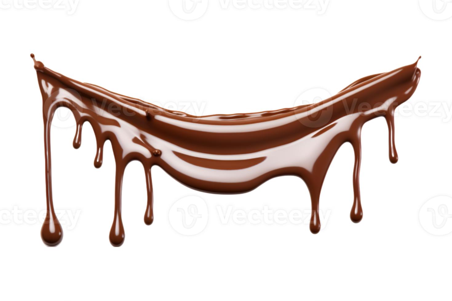 Melted chocolate dripping isolated on a transparent background png