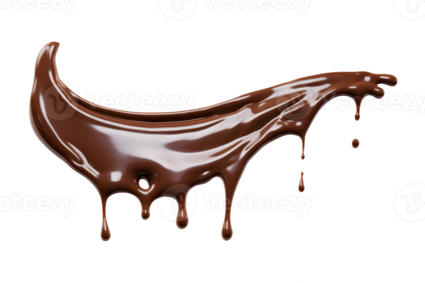 Melted chocolate dripping isolated on a transparent background png