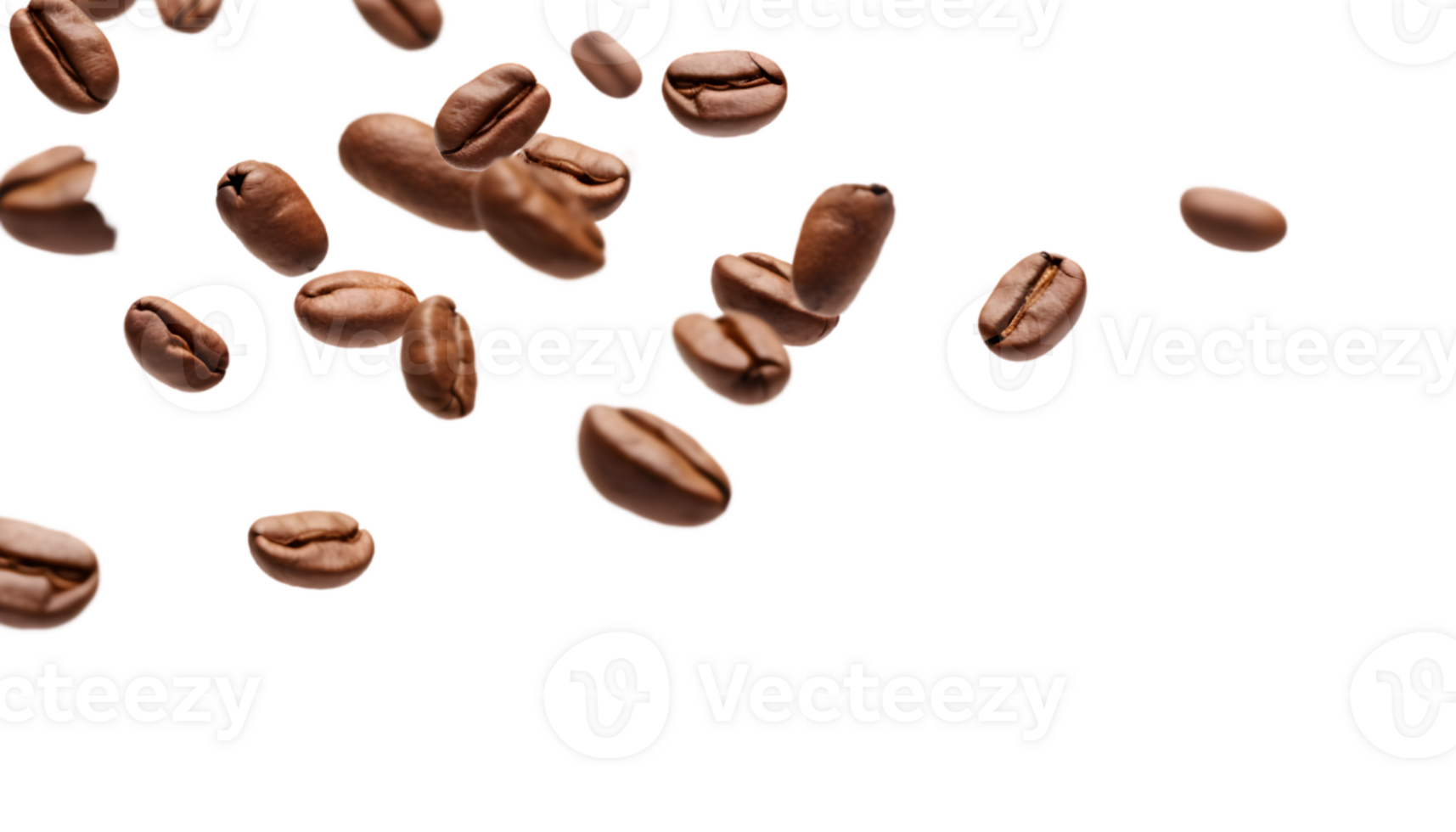 cup of black coffee with coffee beans, top view isolated on a transparent background png