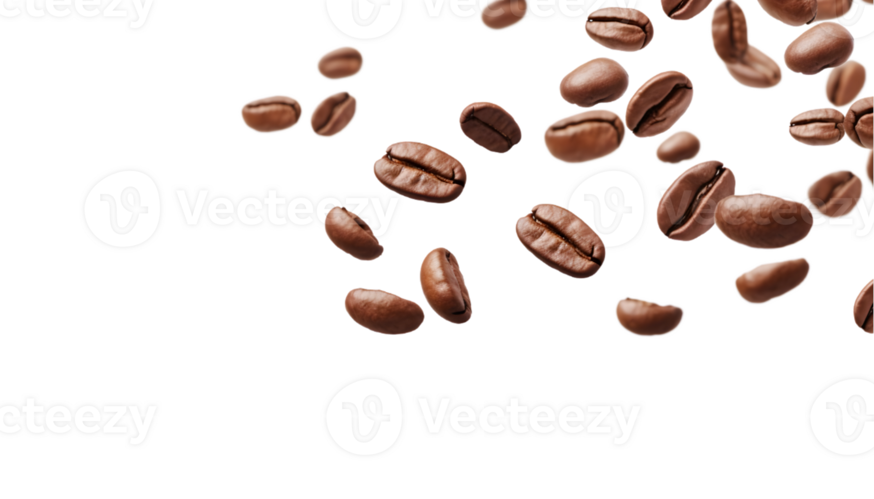 cup of black coffee with coffee beans, top view isolated on a transparent background png