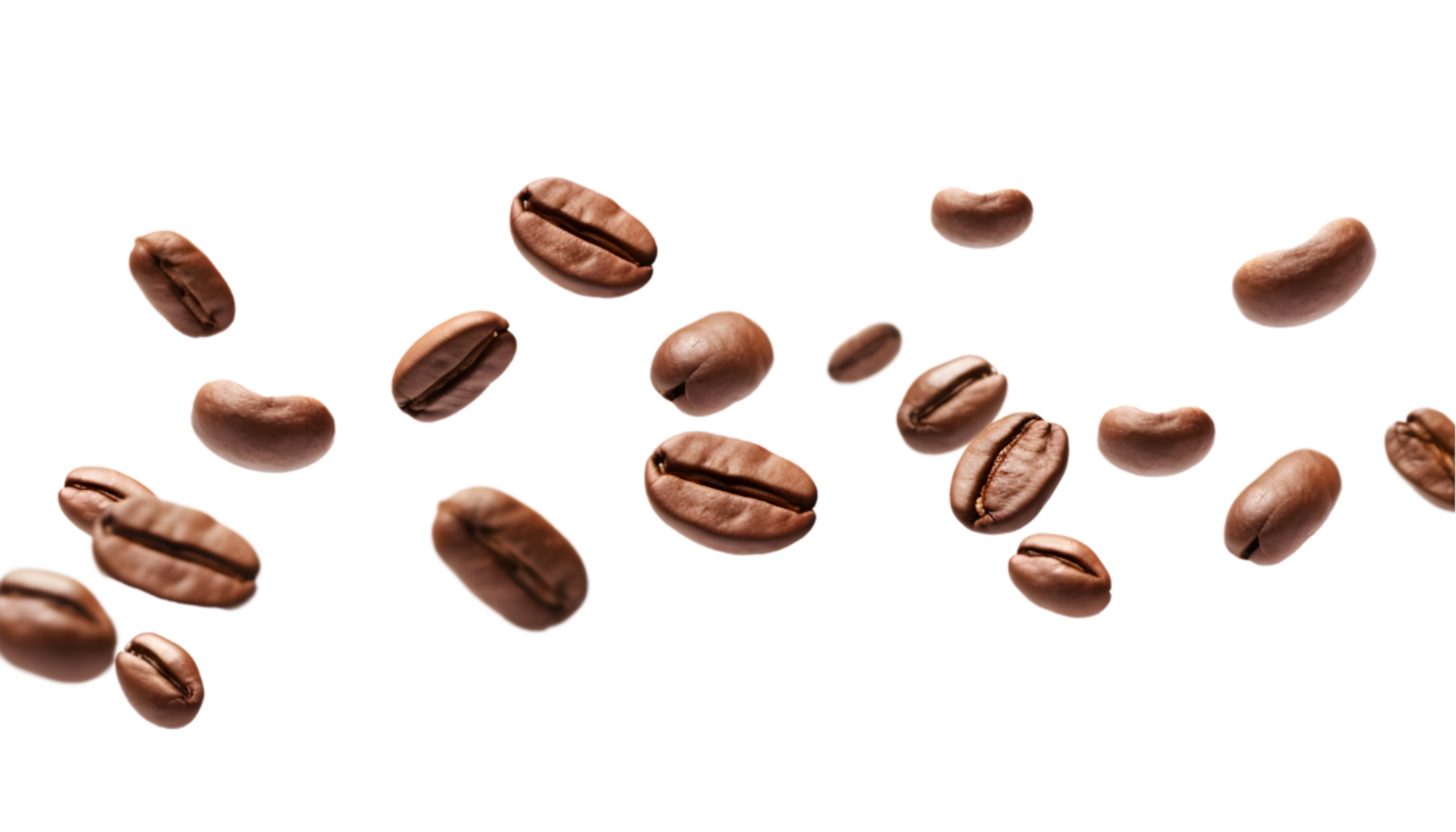 cup of black coffee with coffee beans, top view isolated on a transparent background png