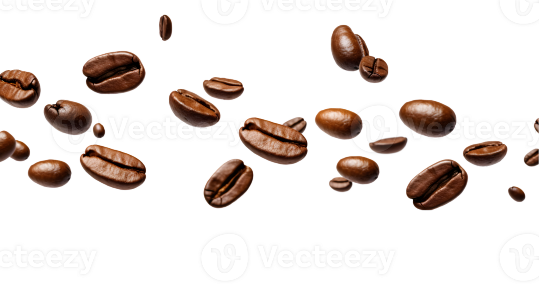 cup of black coffee with coffee beans, top view isolated on a transparent background png