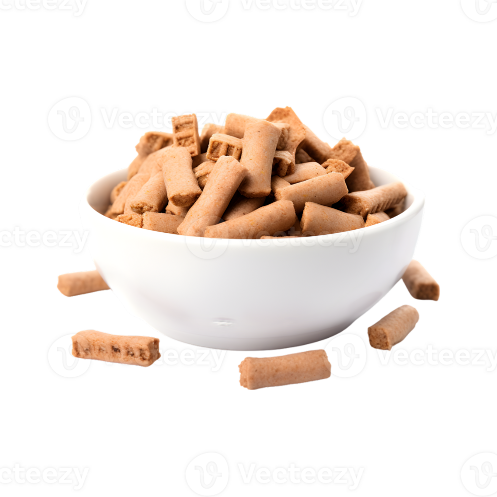 Dry dog food in a bowl isolated on a transparent background png