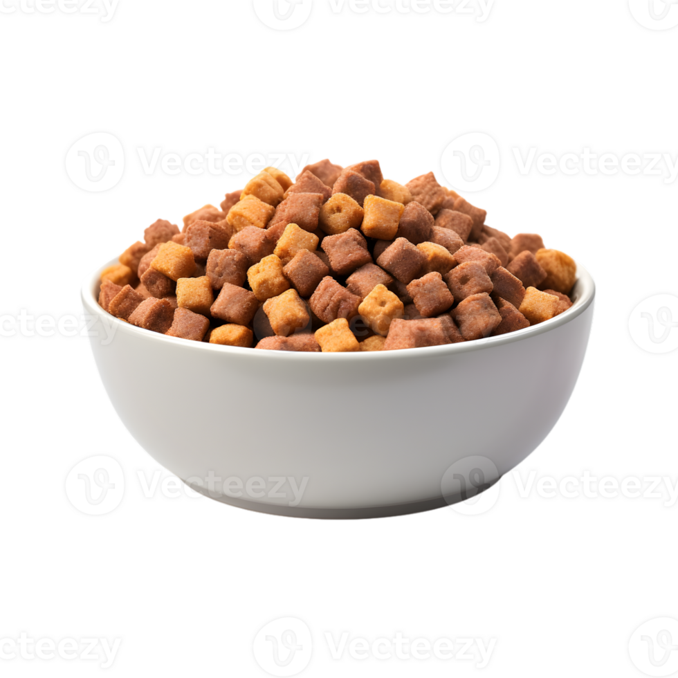 Dry dog food in a bowl isolated on a transparent background png