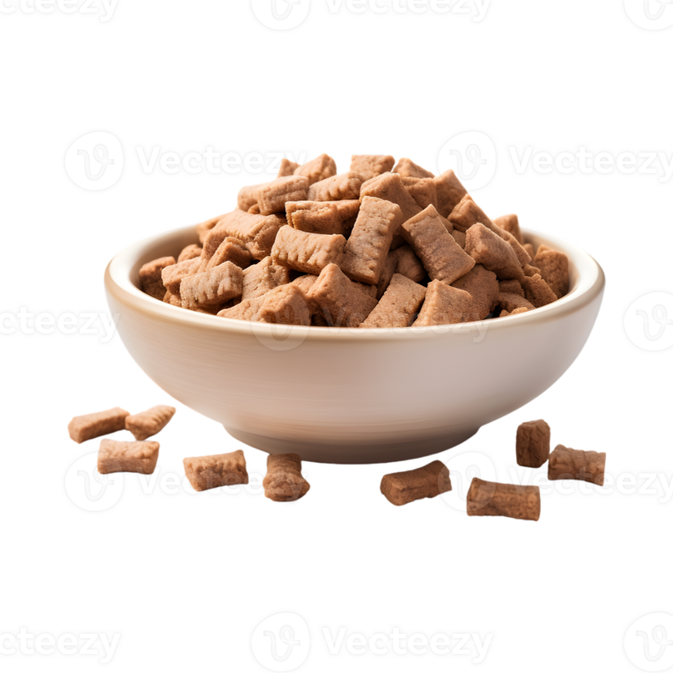 Dry dog food in a bowl isolated on a transparent background png