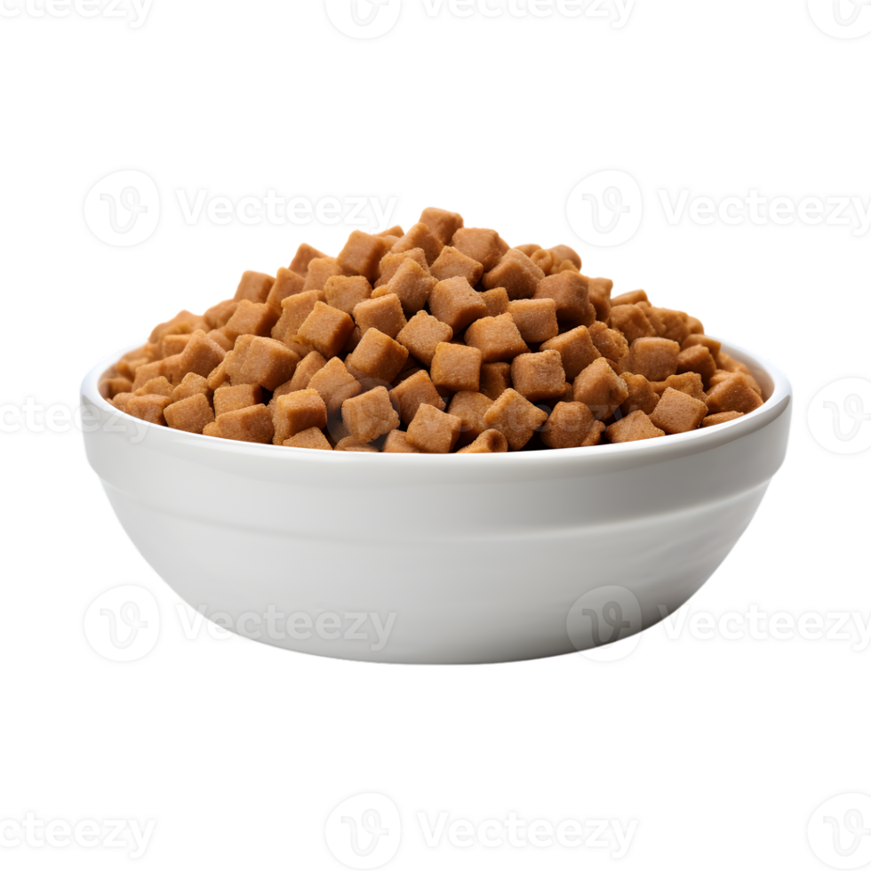 Dry dog food in a bowl isolated on a transparent background png