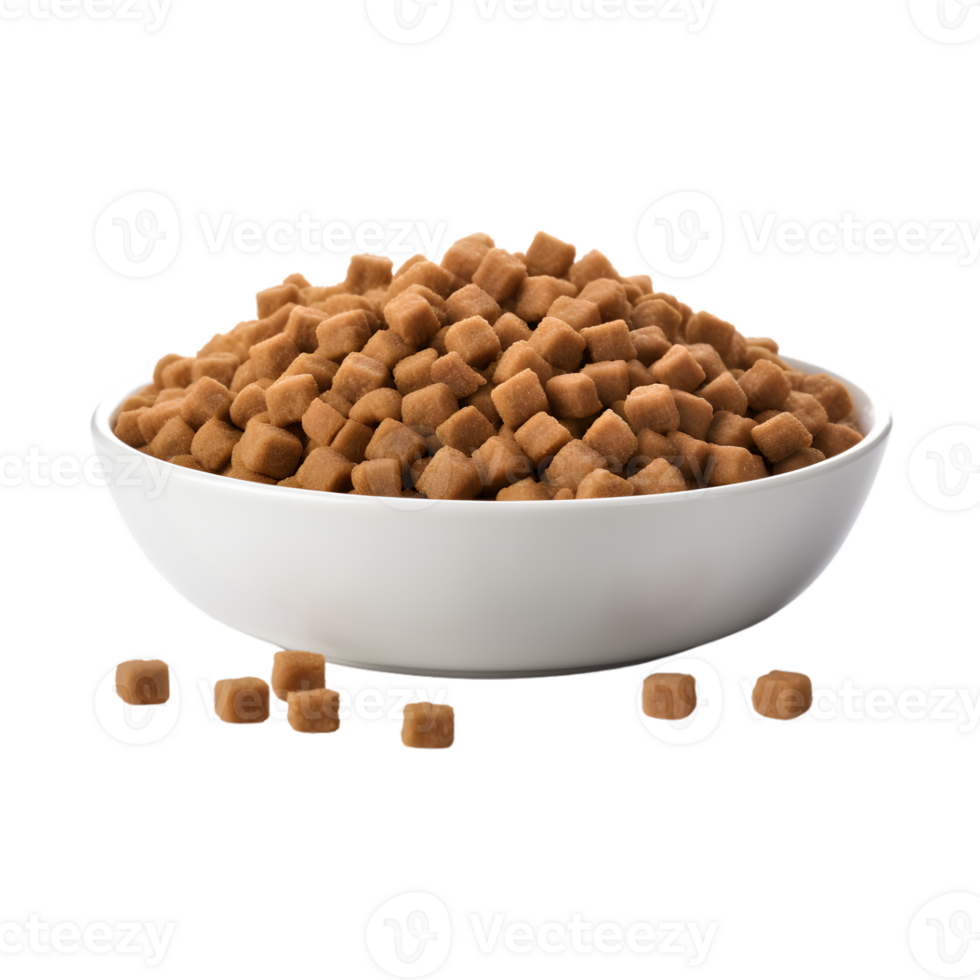 Dry dog food in a bowl isolated on a transparent background png