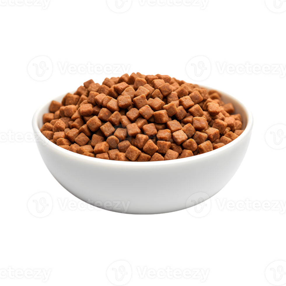 Dry dog food in a bowl isolated on a transparent background png