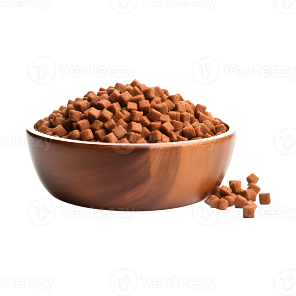 Dry dog food in a bowl isolated on a transparent background png