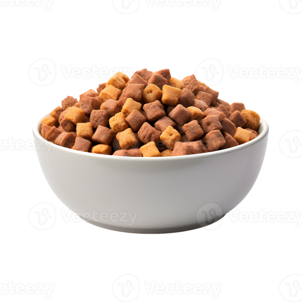 Dry dog food in a bowl isolated on a transparent background png