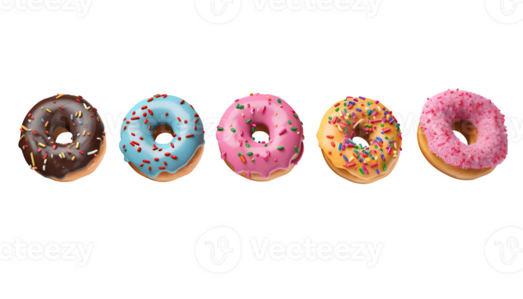 assorted donut flying isolated on a transparent background png