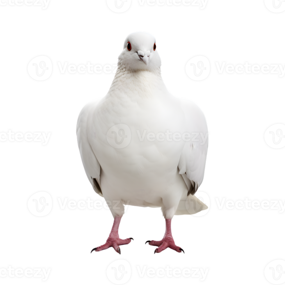 white dove front view isolated on a transparent background png