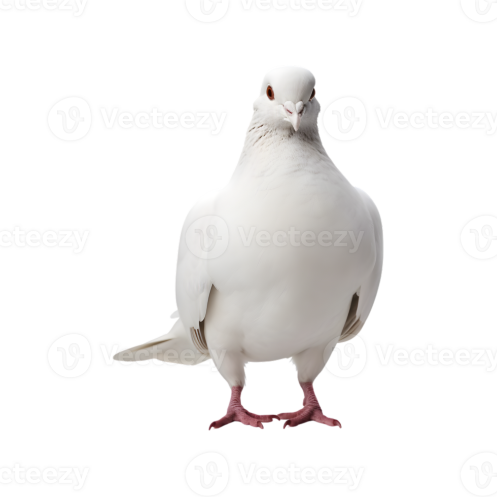 white dove front view isolated on a transparent background png