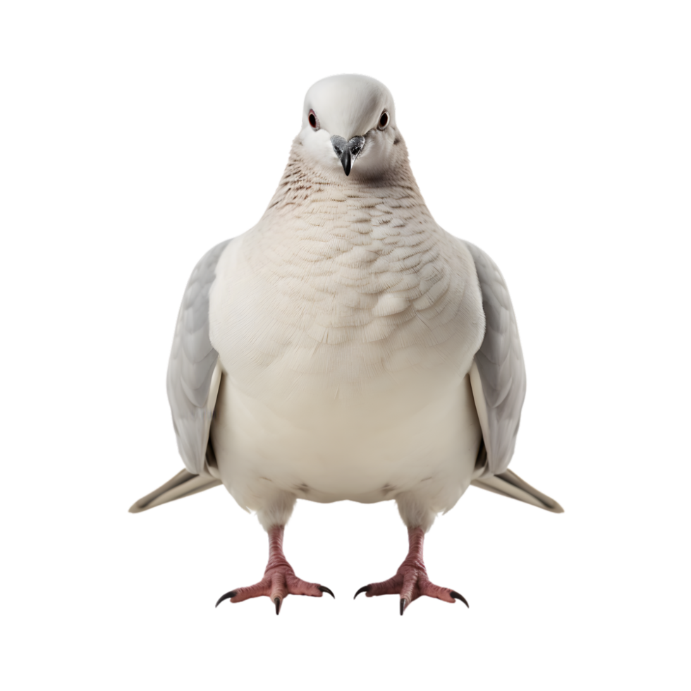 white dove front view isolated on a transparent background png