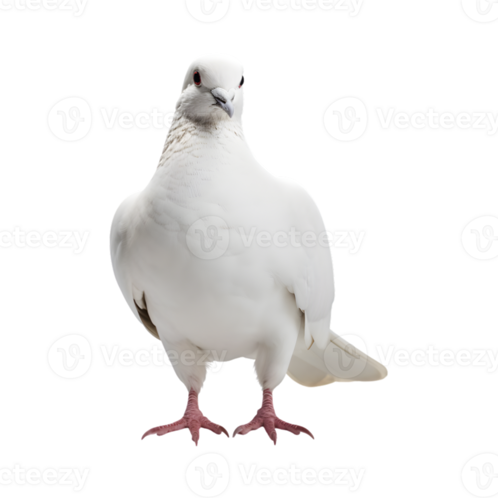 white dove front view isolated on a transparent background png