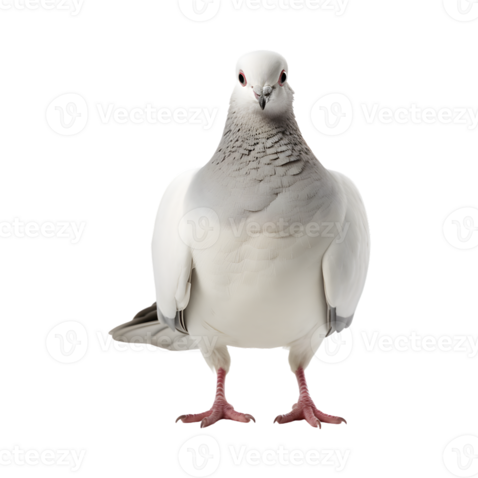 white dove front view isolated on a transparent background png
