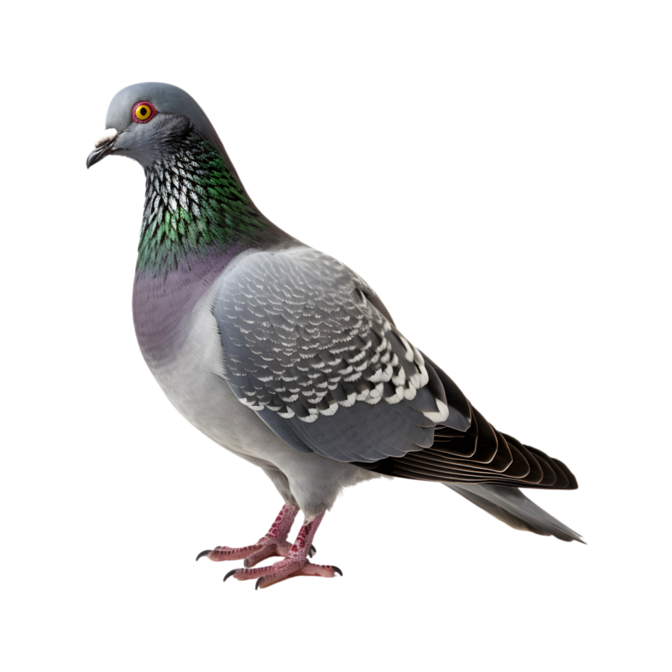 full body of a racing pigeon, side view isolated on a transparent background png