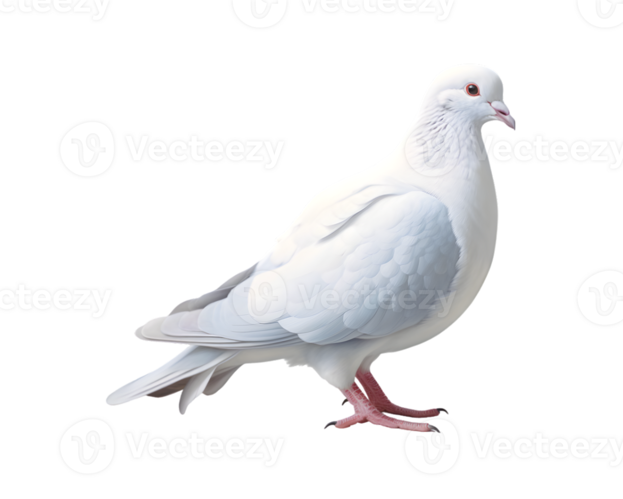 Close-up photo of a white dove isolated on a transparent background png