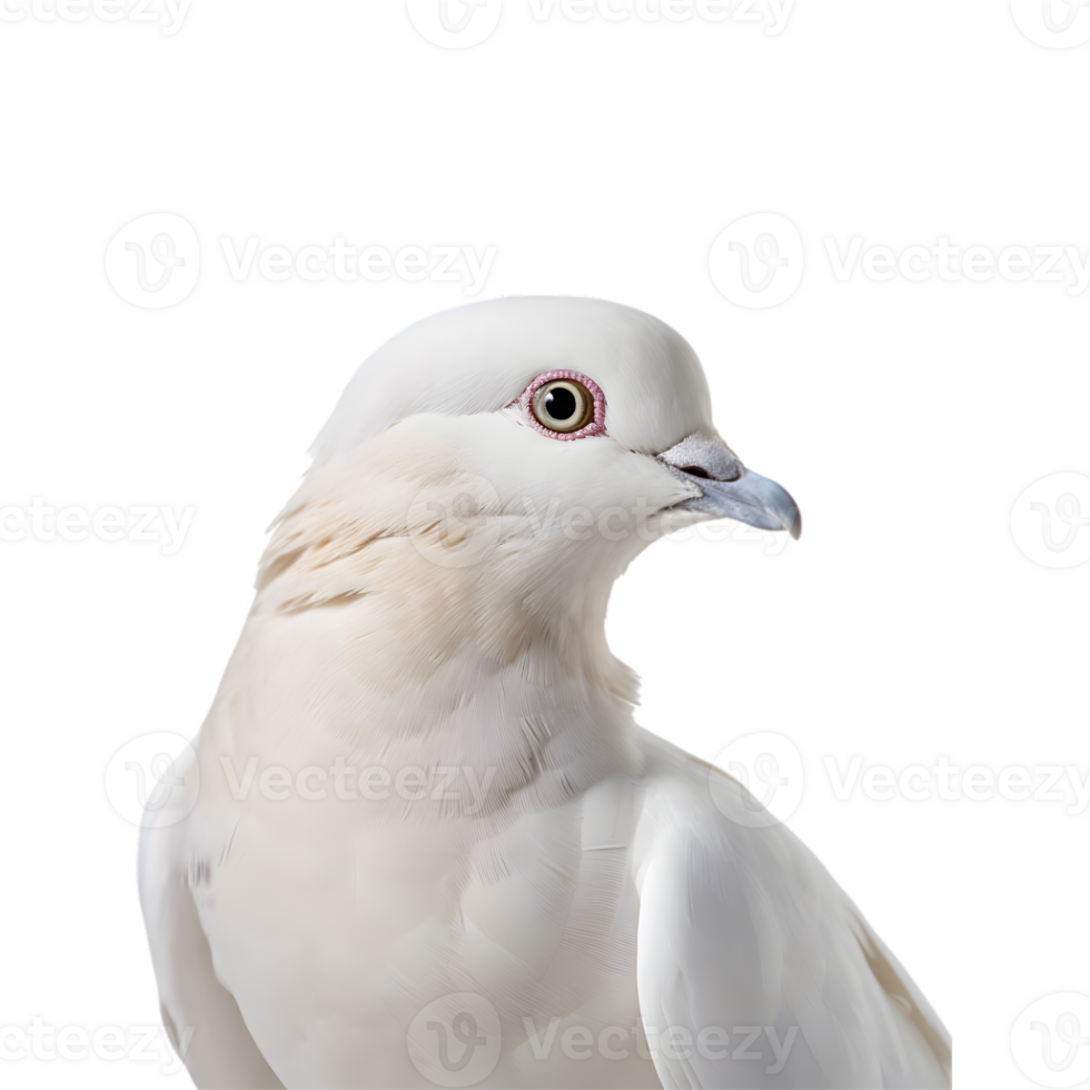 Close-up photo of a white dove isolated on a transparent background png