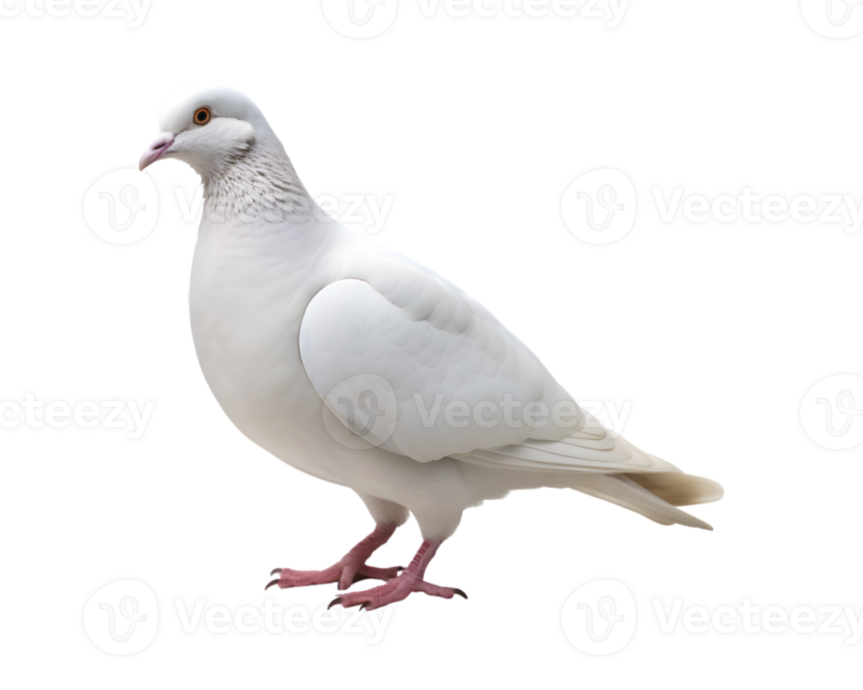 Close-up photo of a white dove isolated on a transparent background png