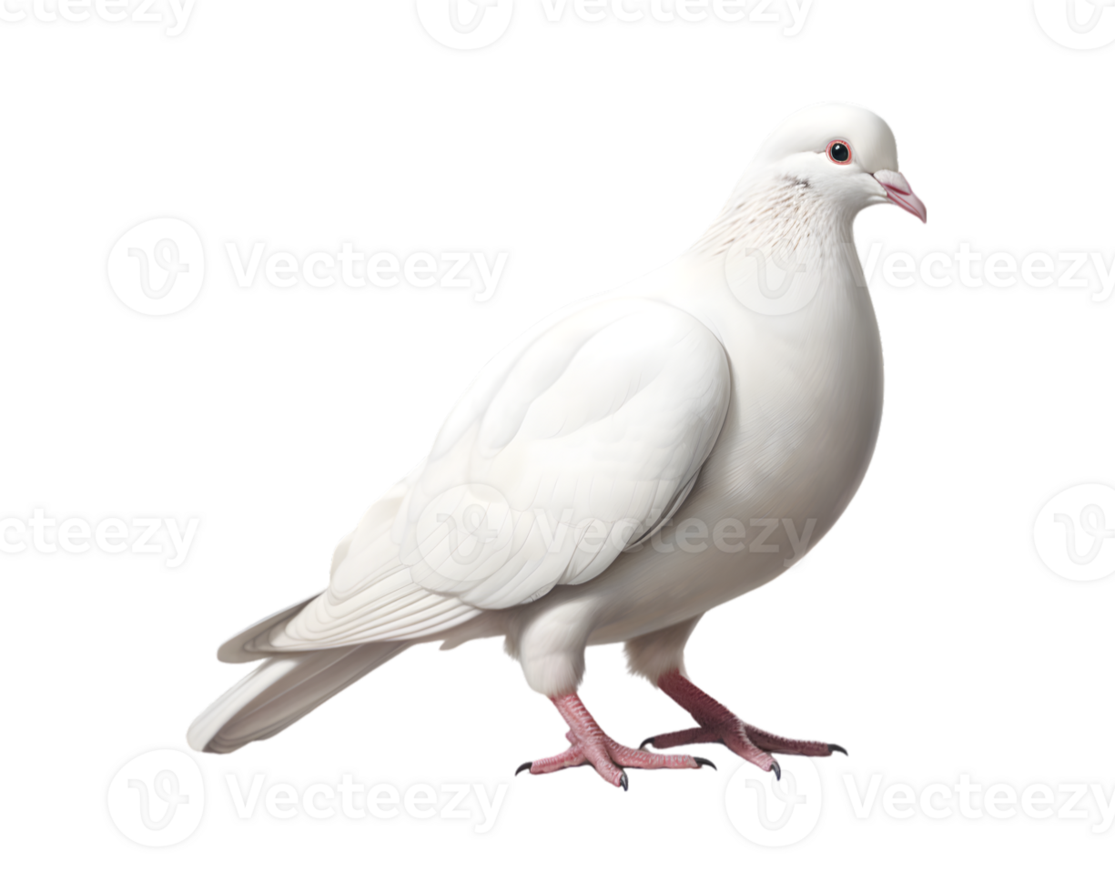 Close-up photo of a white dove isolated on a transparent background png