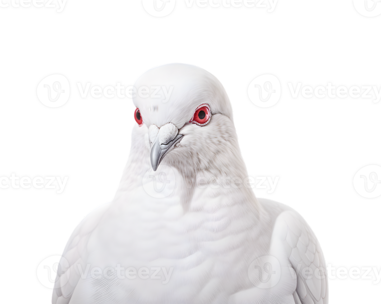 Close-up photo of a white dove isolated on a transparent background png